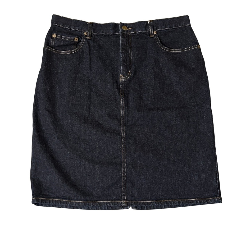 Vintage Lauren Ralph Lauren Denim Skirt Womens 14 Blue Y2K Knee Length LRL